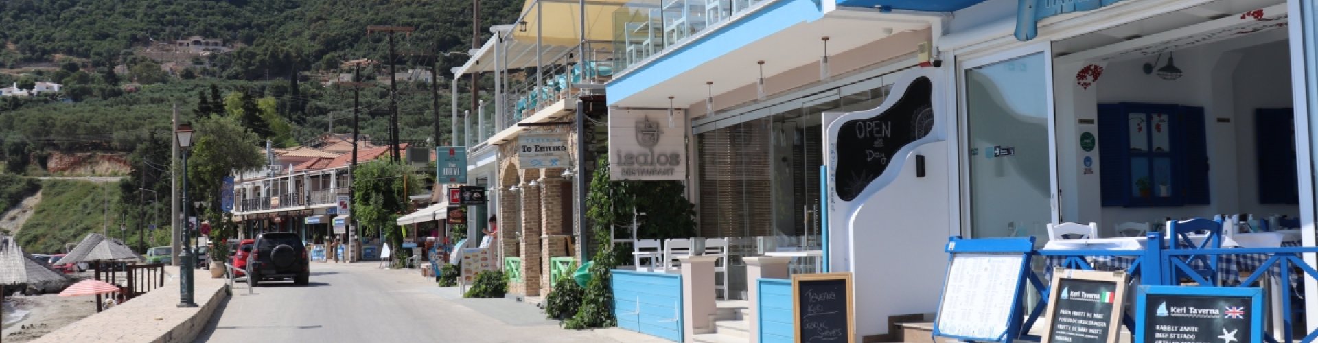 Scenic dining view in Limni Keri, GR